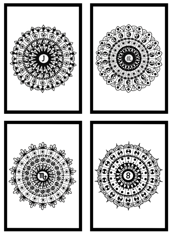 A Set of 4 Personalised Mandala Art Prints